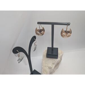 Vintage Style Enamel Blue Point Siamese and Dangle Cat Earrings Silver Tone